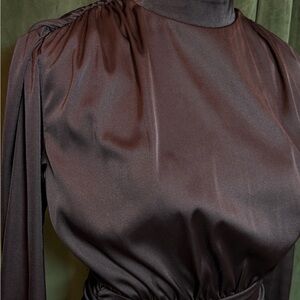 Rare London Elegant Long Sleeve Brown Dress